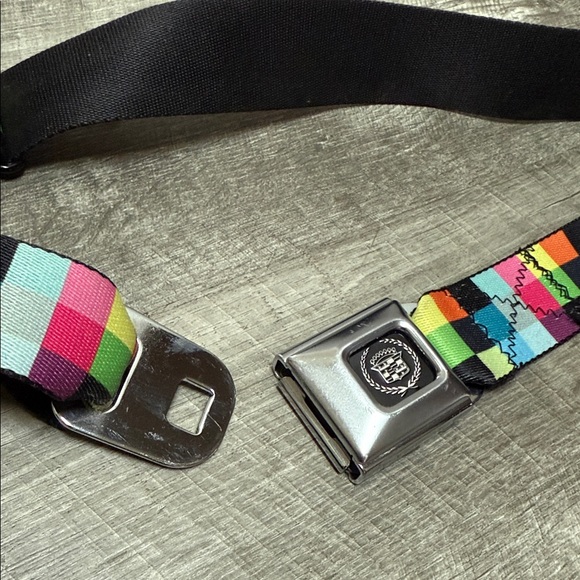 Buckle-Down Colorful Checkered Unisex Belt with Silver Buckle - Picture 6 of 10